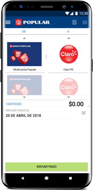 Teléfono móvil mostrando pantalla de pago de la app